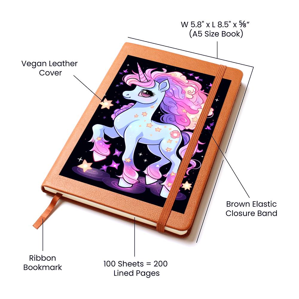 Cute Unicorn 042 - Vegan Leather Journal