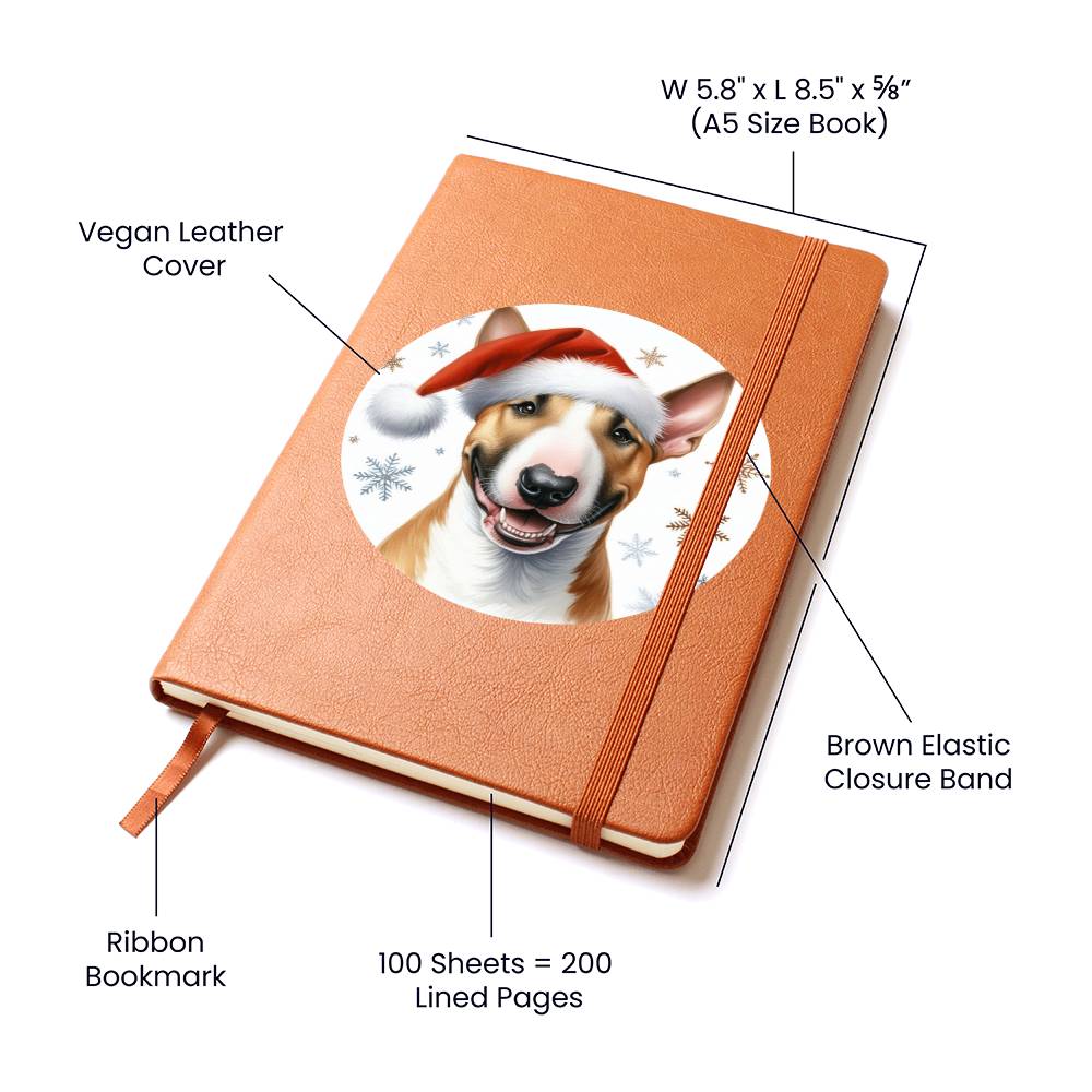 Christmas Dog - Bull Terrier - Vegan Leather Journal