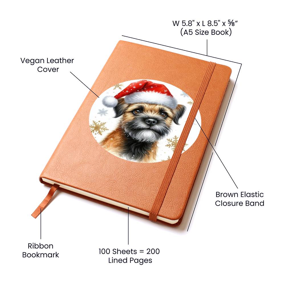 Christmas Dog - Border Terrier - Vegan Leather Journal