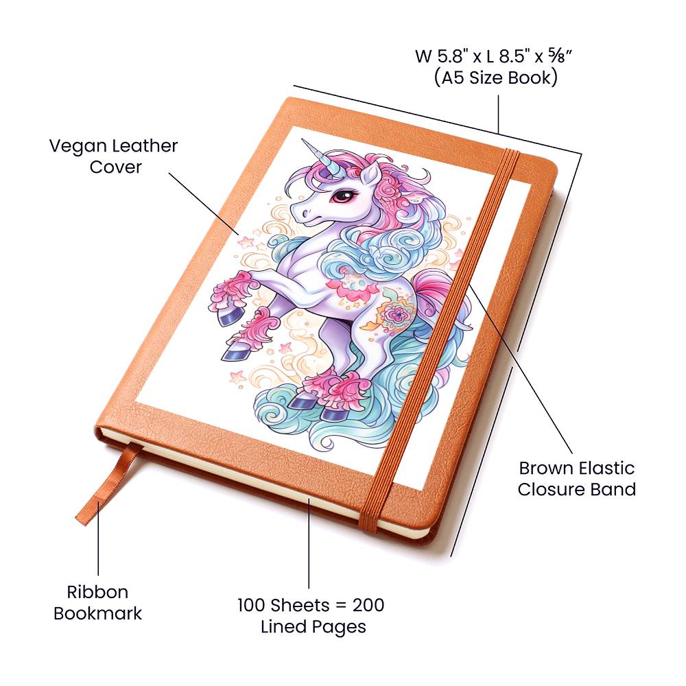Cute Unicorn 055 - Vegan Leather Journal