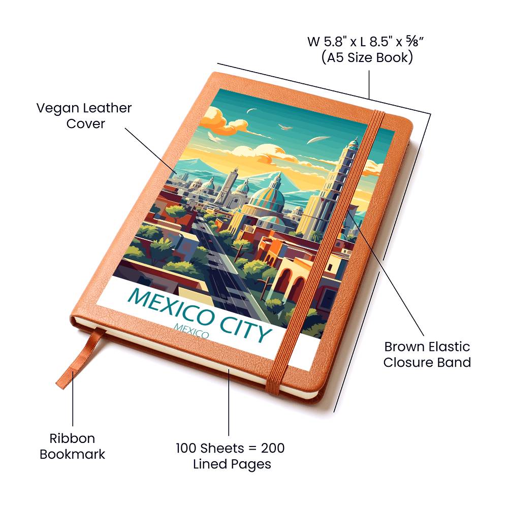 Famous Travel Destinations - Mexico City, Mexico - Vegan Leather Journal