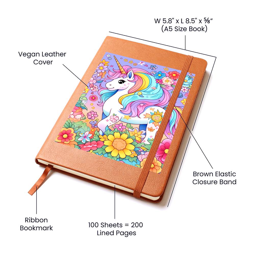 Cute Unicorn 110 - Vegan Leather Journal