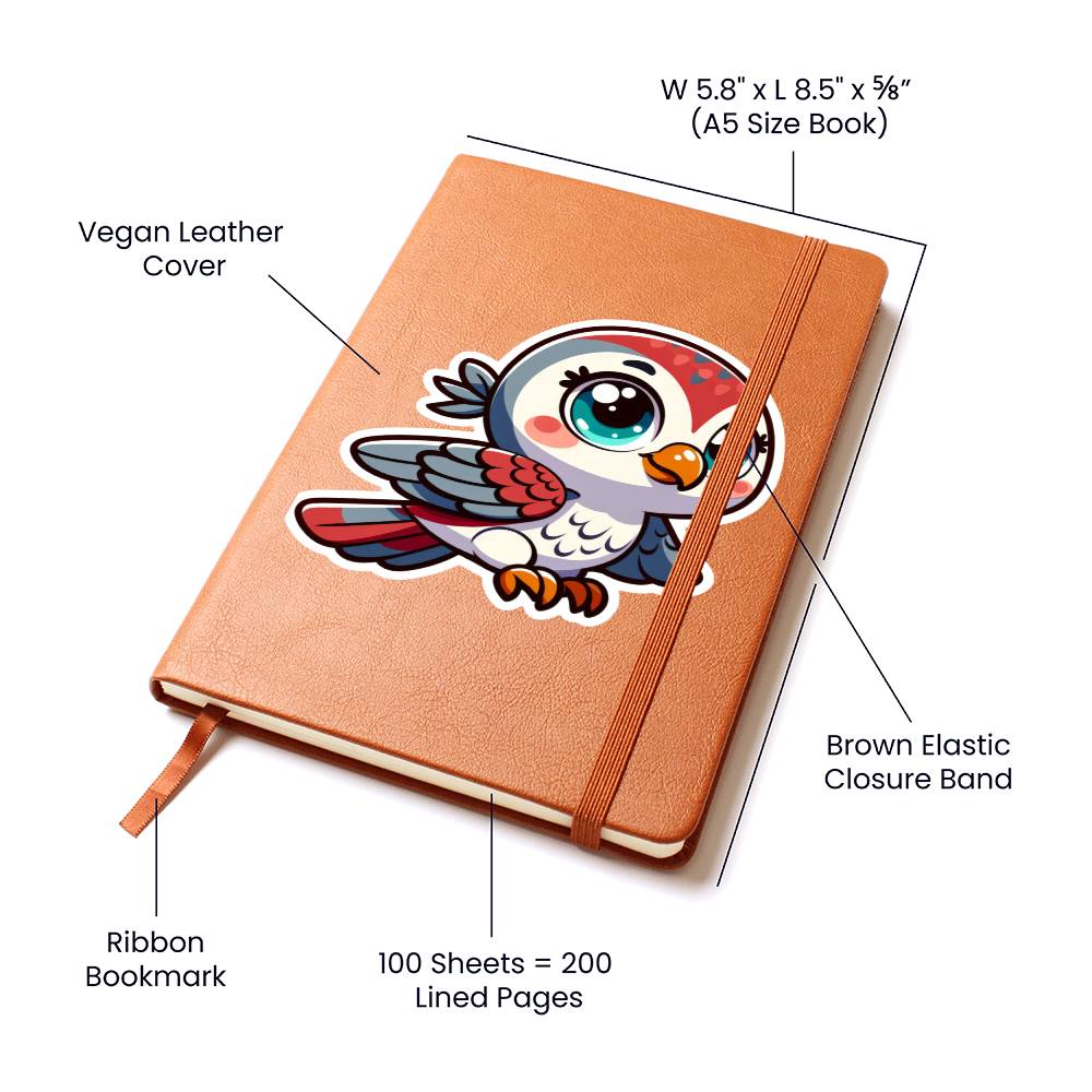 Cute Falcon sticker 50 - Vegan Leather Journal