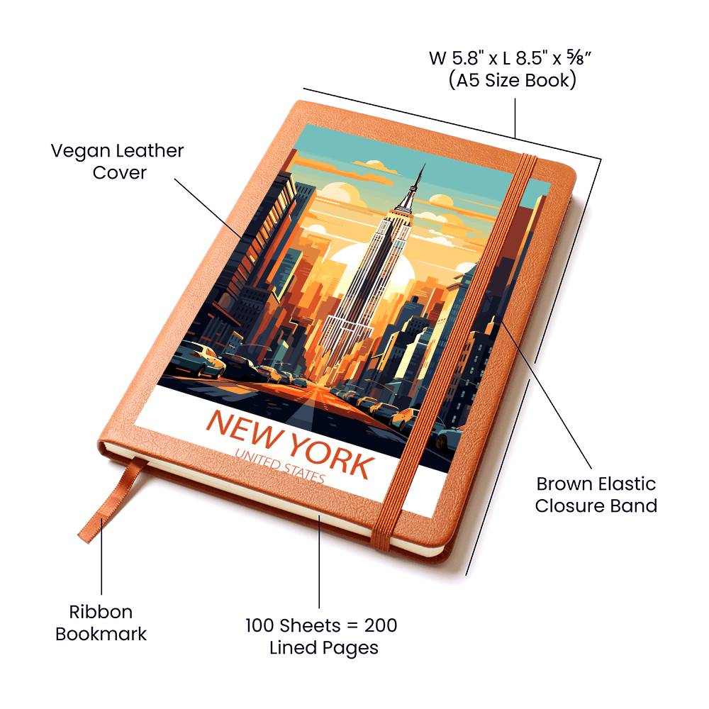 Famous Travel Destinations - New York City, United States - Vegan Leather Journal