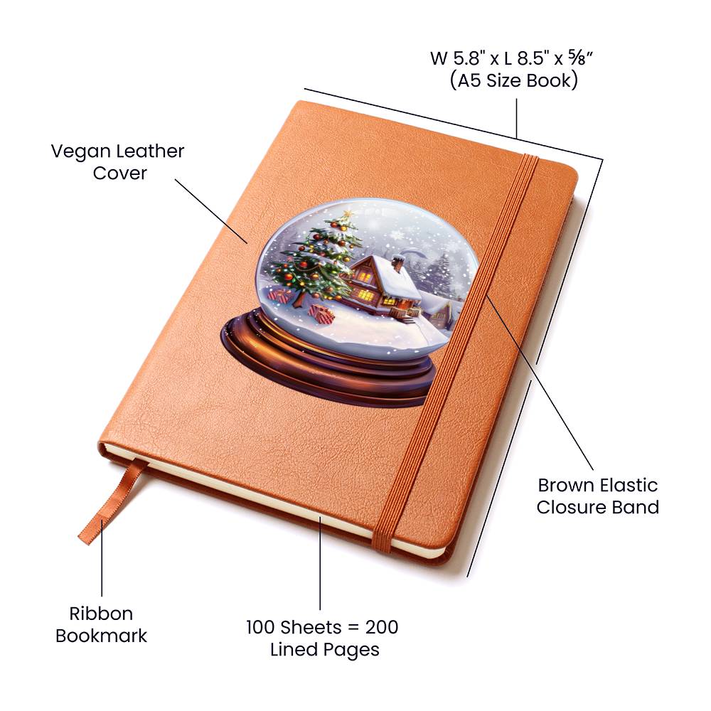 Watercolor Christmas Snow Globe 032 - Vegan Leather Journal