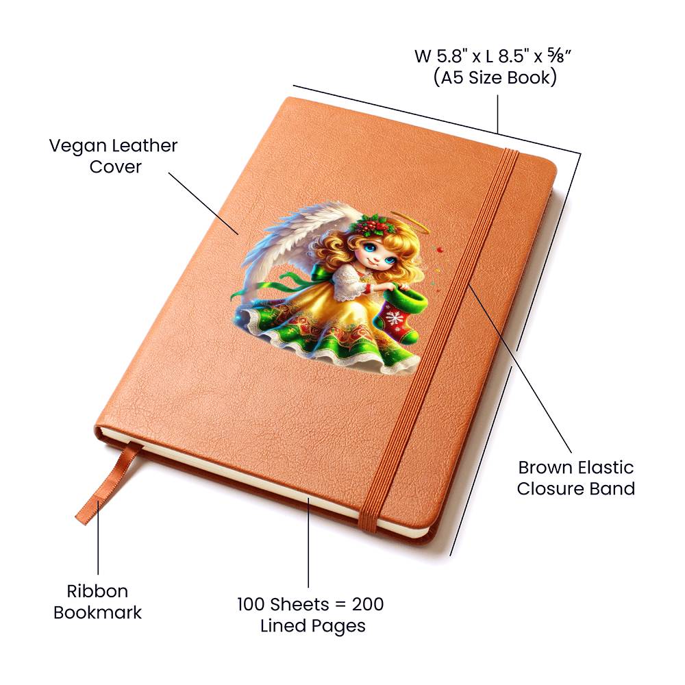 Cute Christmas Angel 003 - Vegan Leather Journal