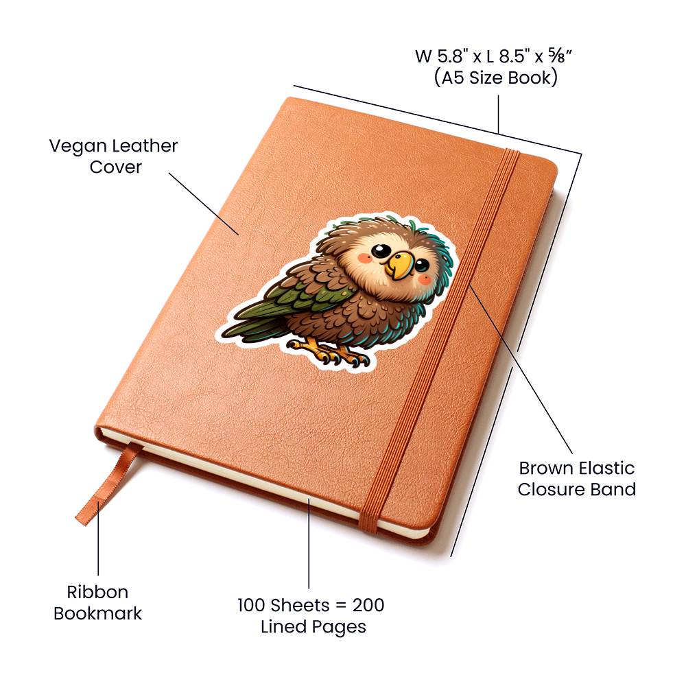 Cute kakapo sticker 76 - Vegan Leather Journal