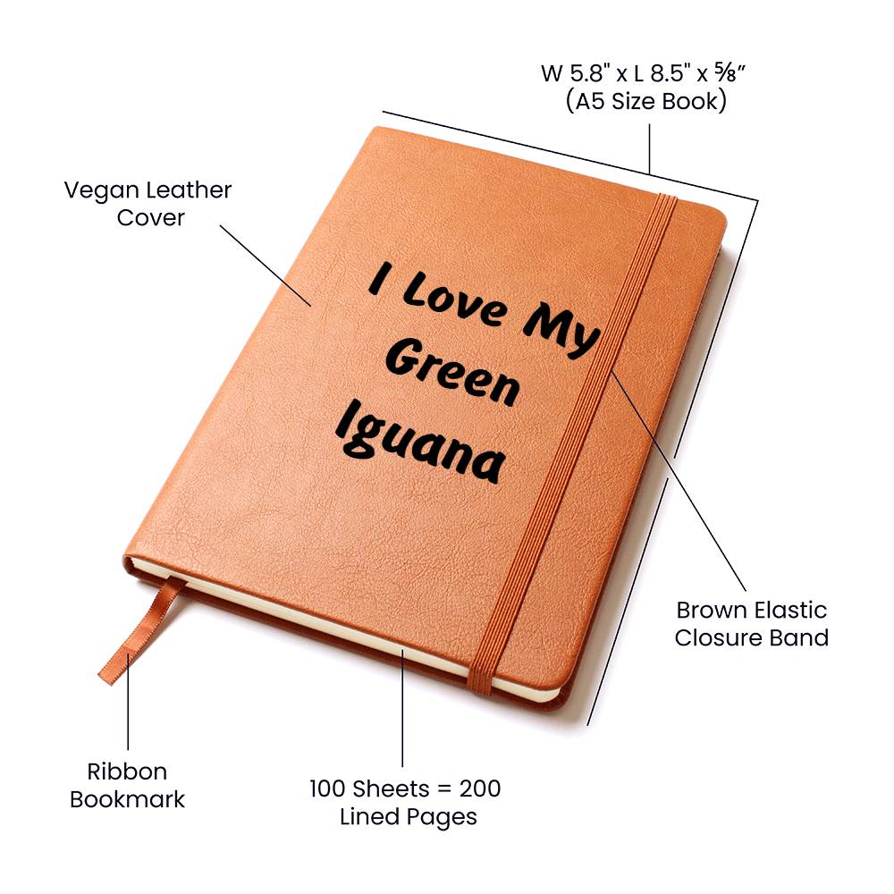 Love My Green Iguana - Vegan Leather Journal