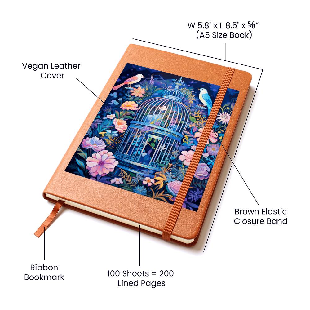 Birds And Floral Design 139 - Vegan Leather Journal
