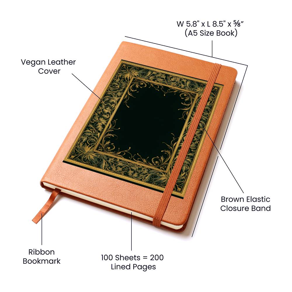 Ornate Gold Cover 120 - Vegan Leather Journal