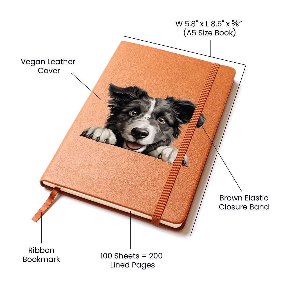 Croatian Sheepdog Peeking - Vegan Leather Journal