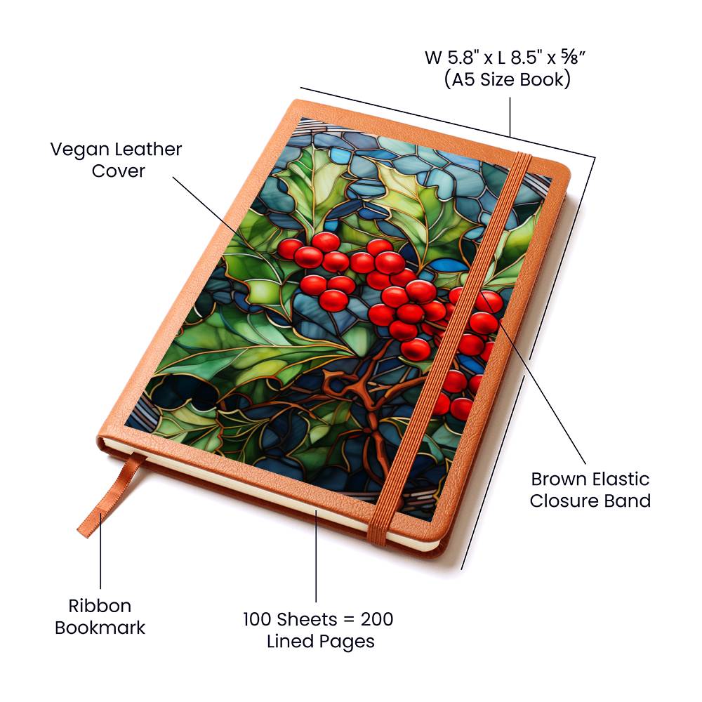 Christmas Stained Glass Design 031 - Vegan Leather Journal