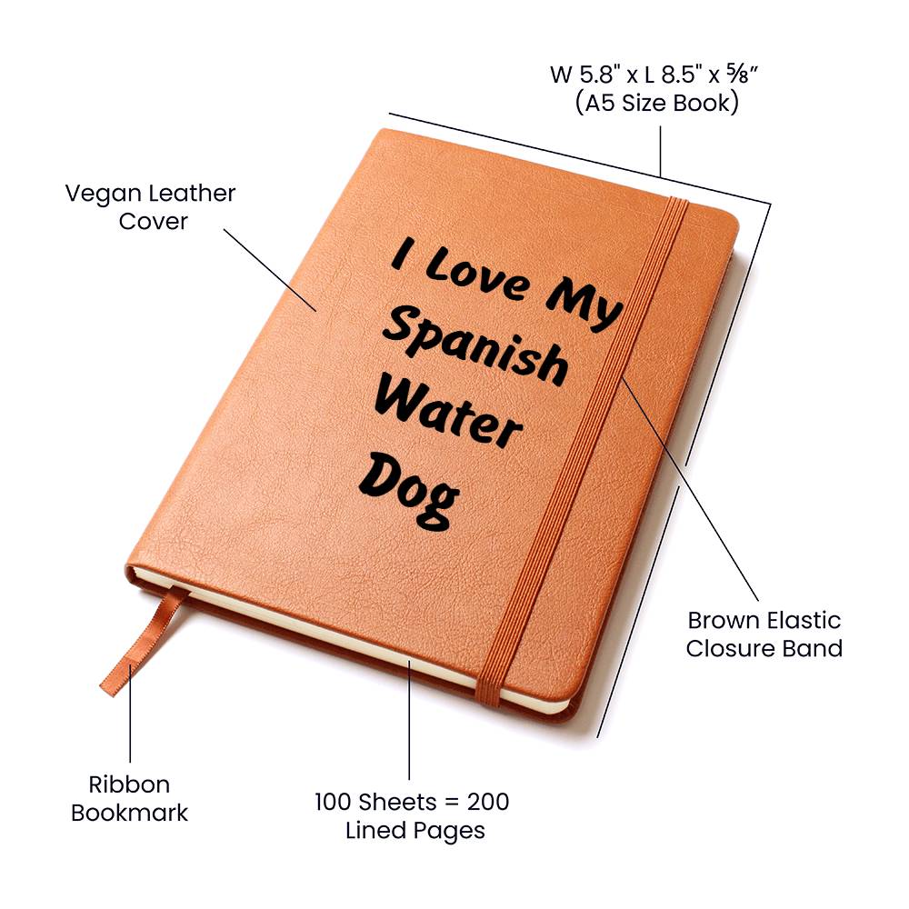 Love My Spanish Water Dog v4 - Vegan Leather Journal