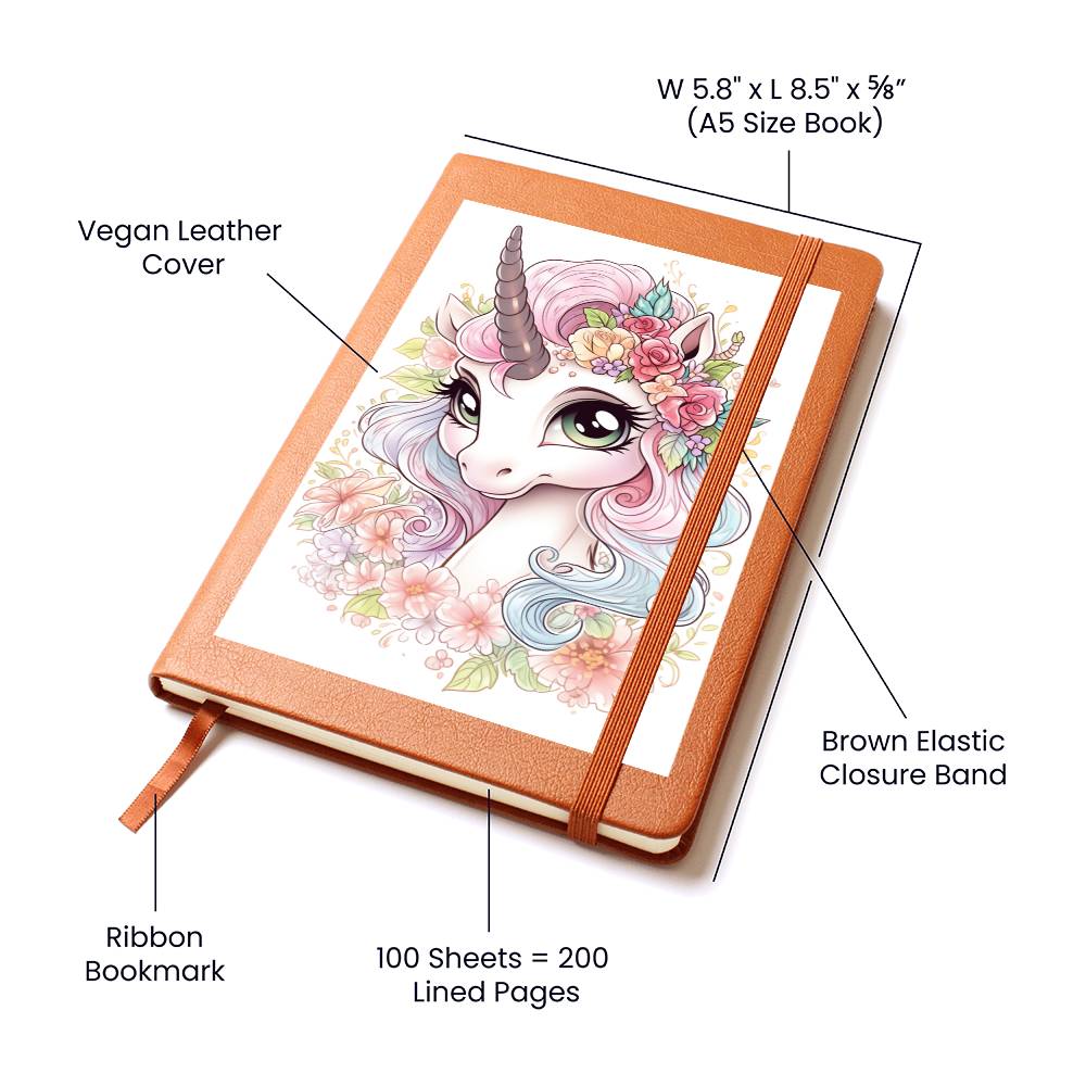 Cute Unicorn 048 - Vegan Leather Journal