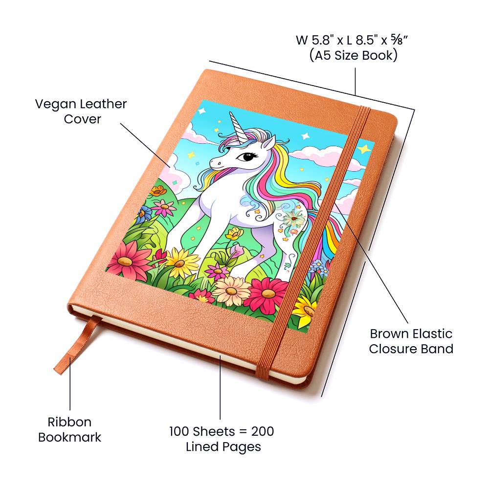 Cute Unicorn 028 - Vegan Leather Journal