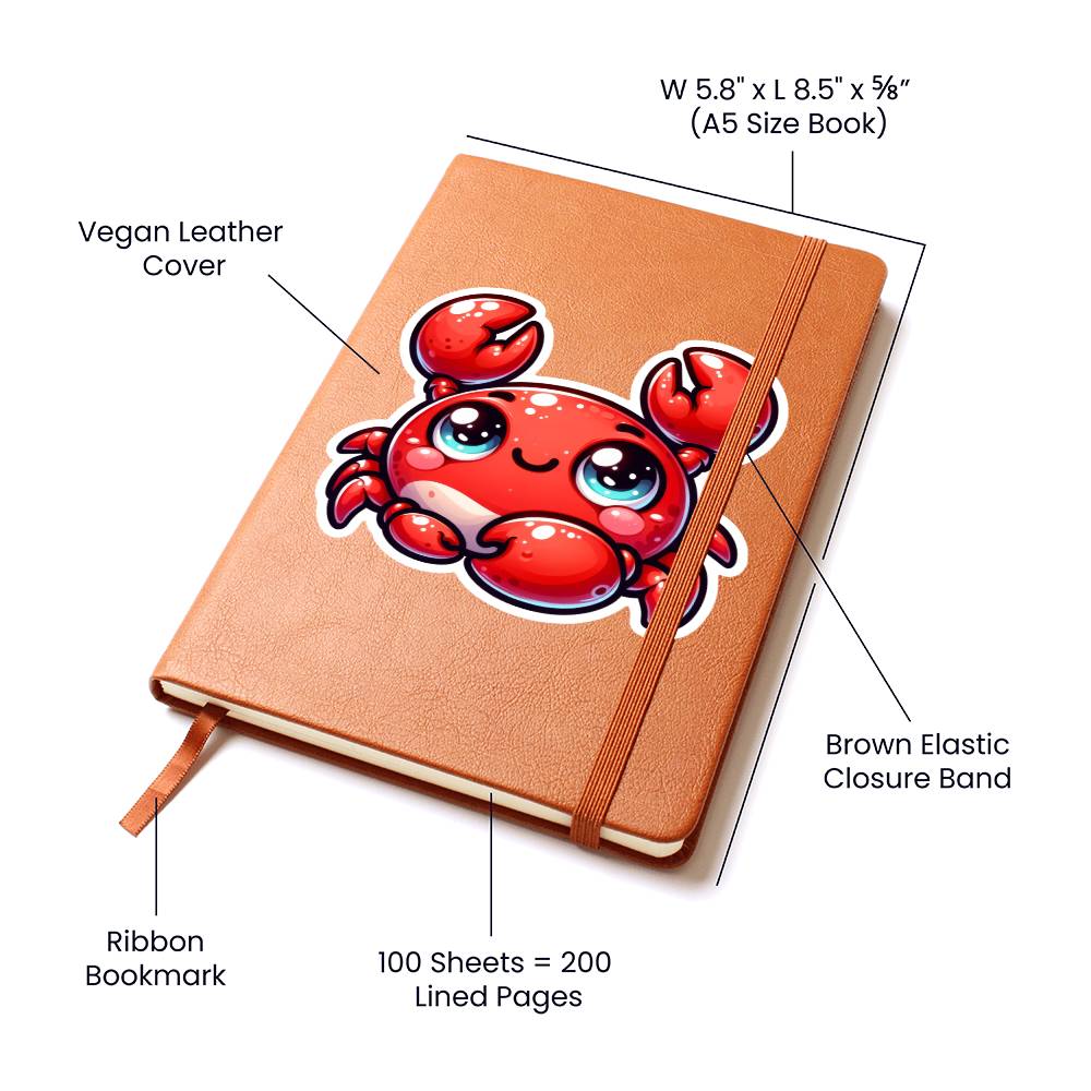 Cute Crab sticker 33 - Vegan Leather Journal