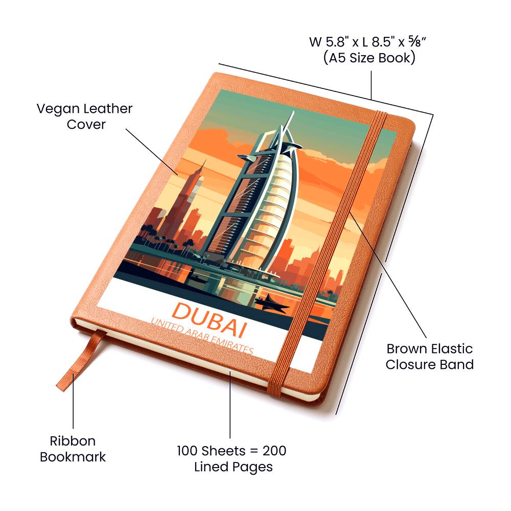 Famous Travel Destinations - Dubai, United Arab Emirates - Vegan Leather Journal