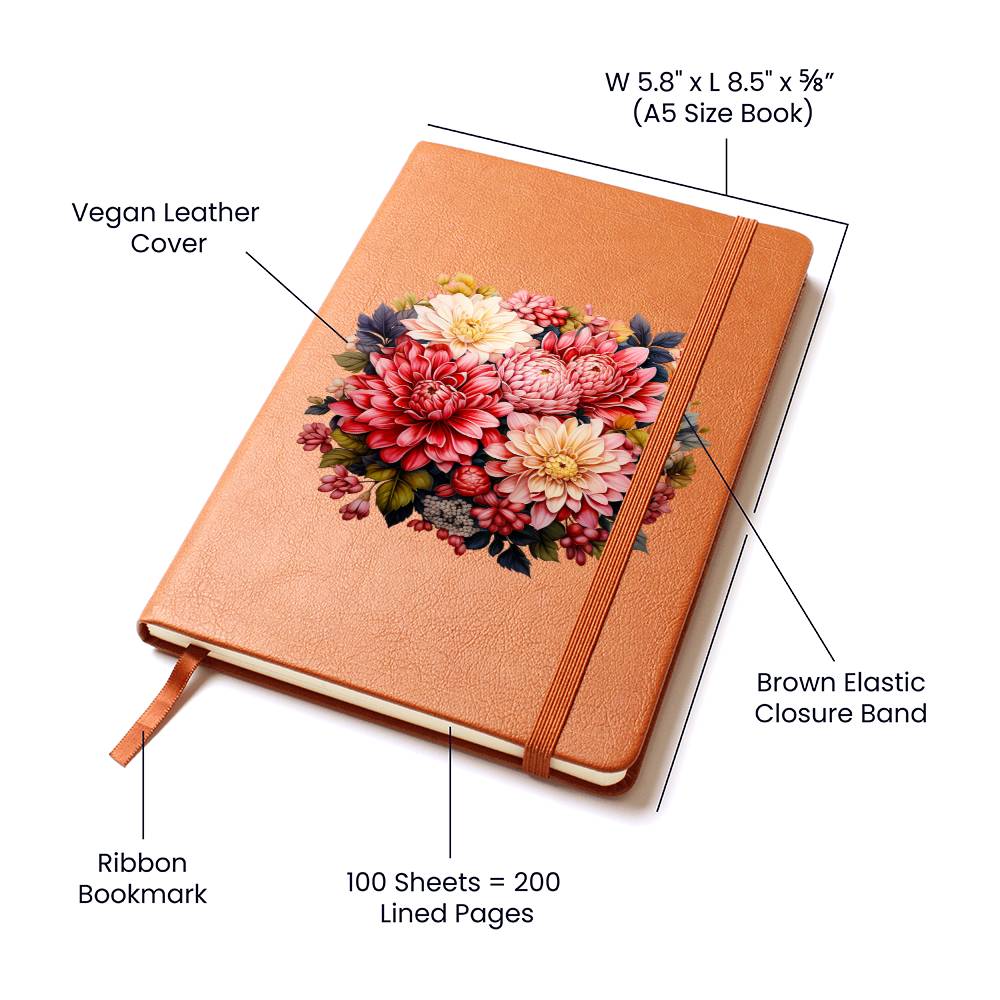 Floral Flower Wreath 040 - Vegan Leather Journal