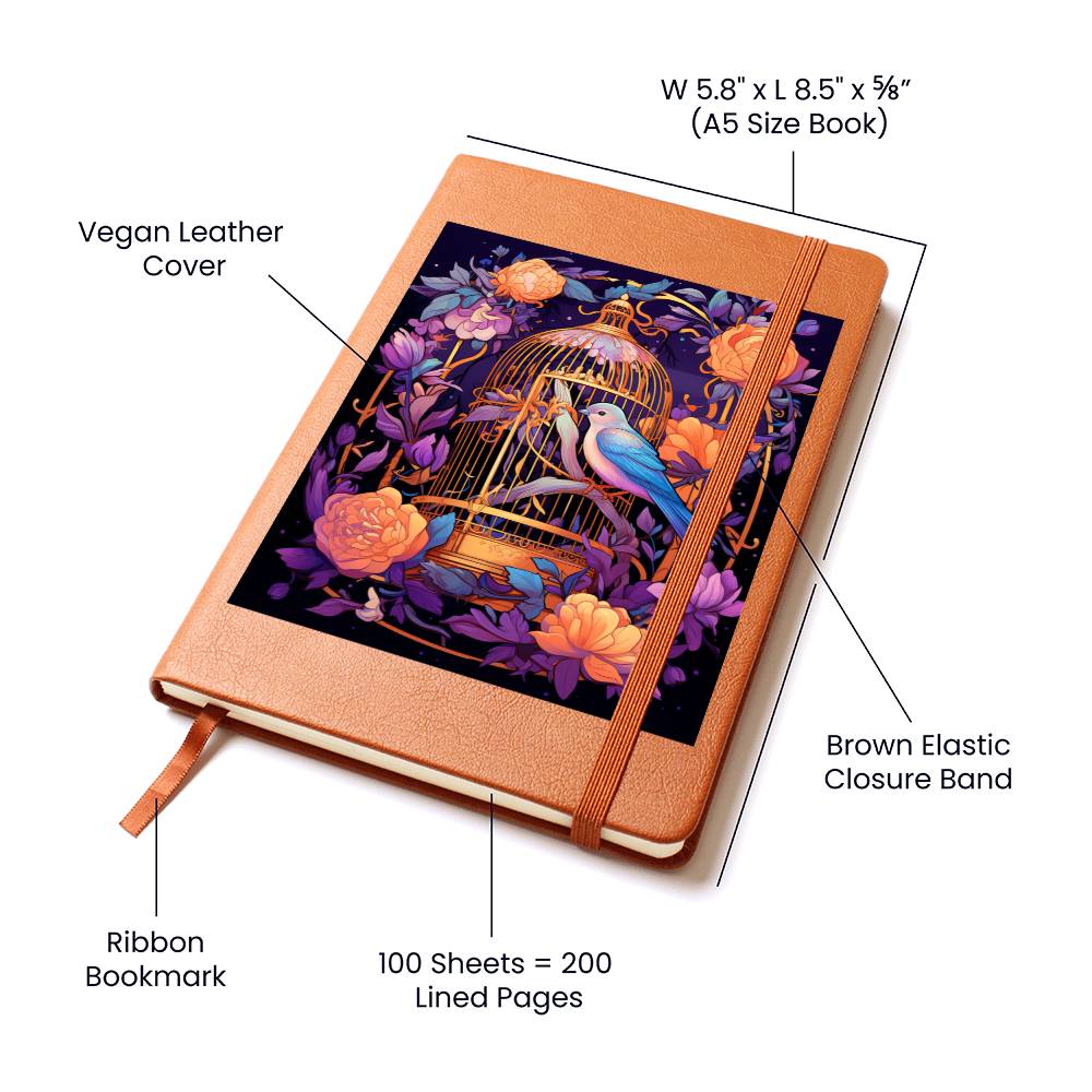 Birds And Floral Design 147 - Vegan Leather Journal