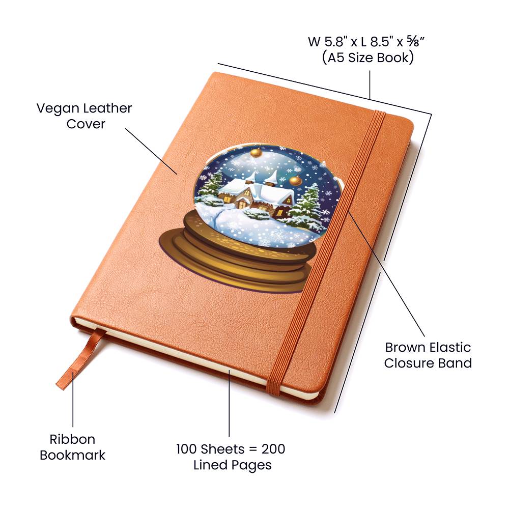 Watercolor Christmas Snow Globe 035 - Vegan Leather Journal