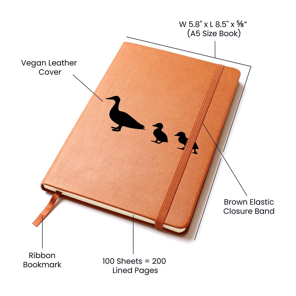 Mama Duck With 2 Ducklings - Vegan Leather Journal