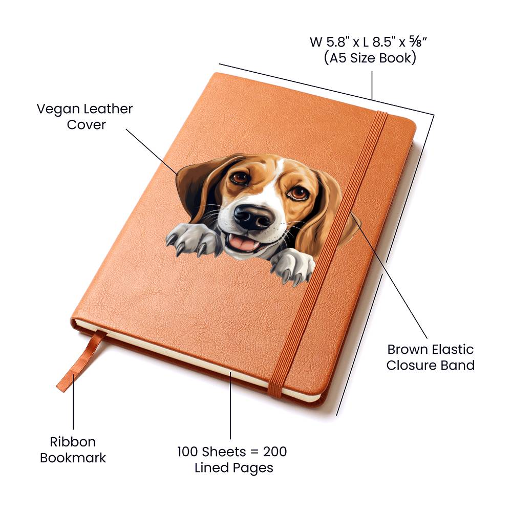 American Foxhound  Peeking - Vegan Leather Journal