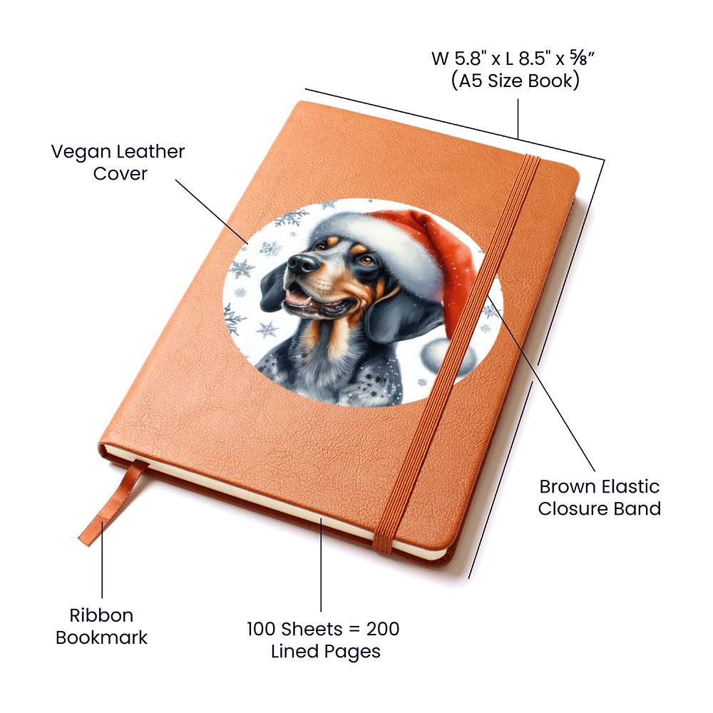 Christmas Dog - Bluetick Coonhound - Vegan Leather Journal