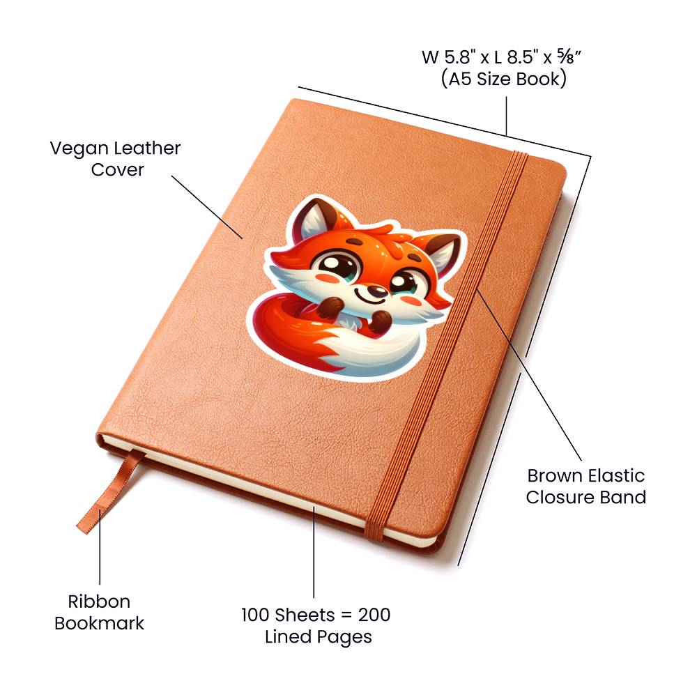 Cute Fox sticker 54 - Vegan Leather Journal