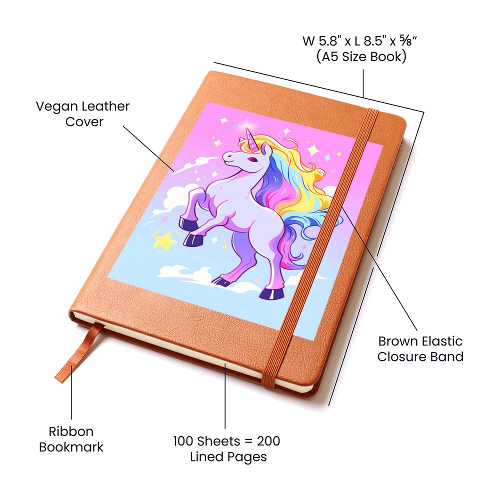 Cute Unicorn 007 - Vegan Leather Journal