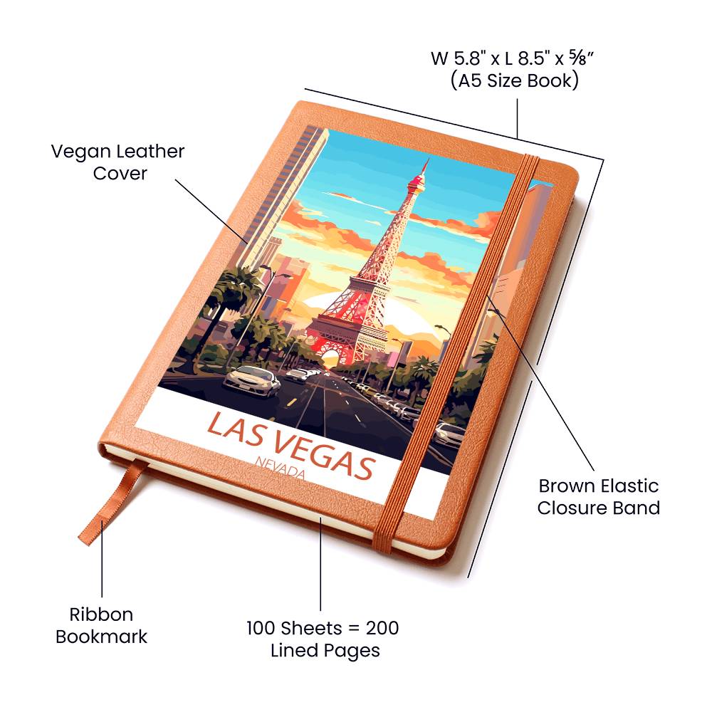 Famous Travel Destinations - Las Vegas, Nevada - Vegan Leather Journal