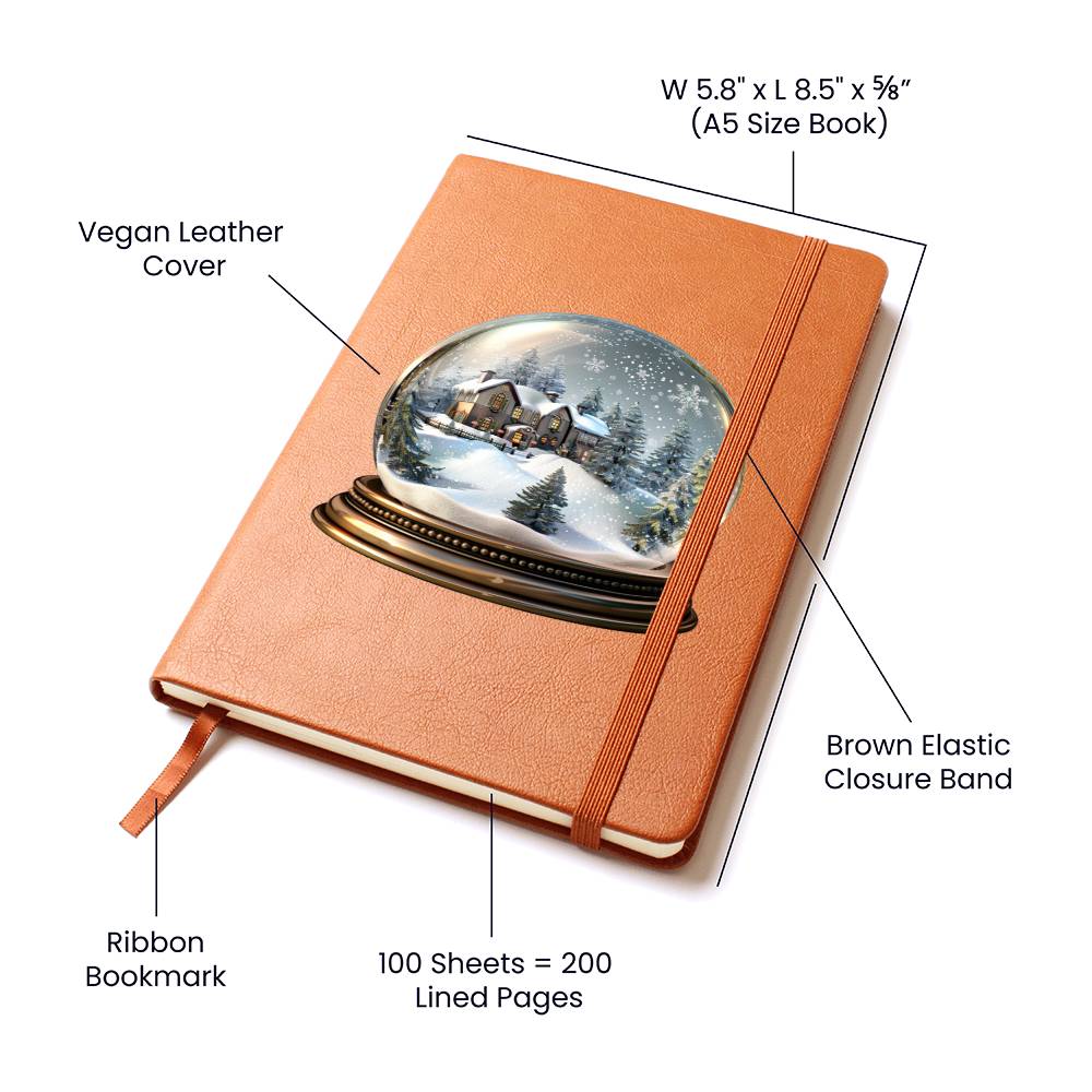 Watercolor Christmas Snow Globe 036 - Vegan Leather Journal