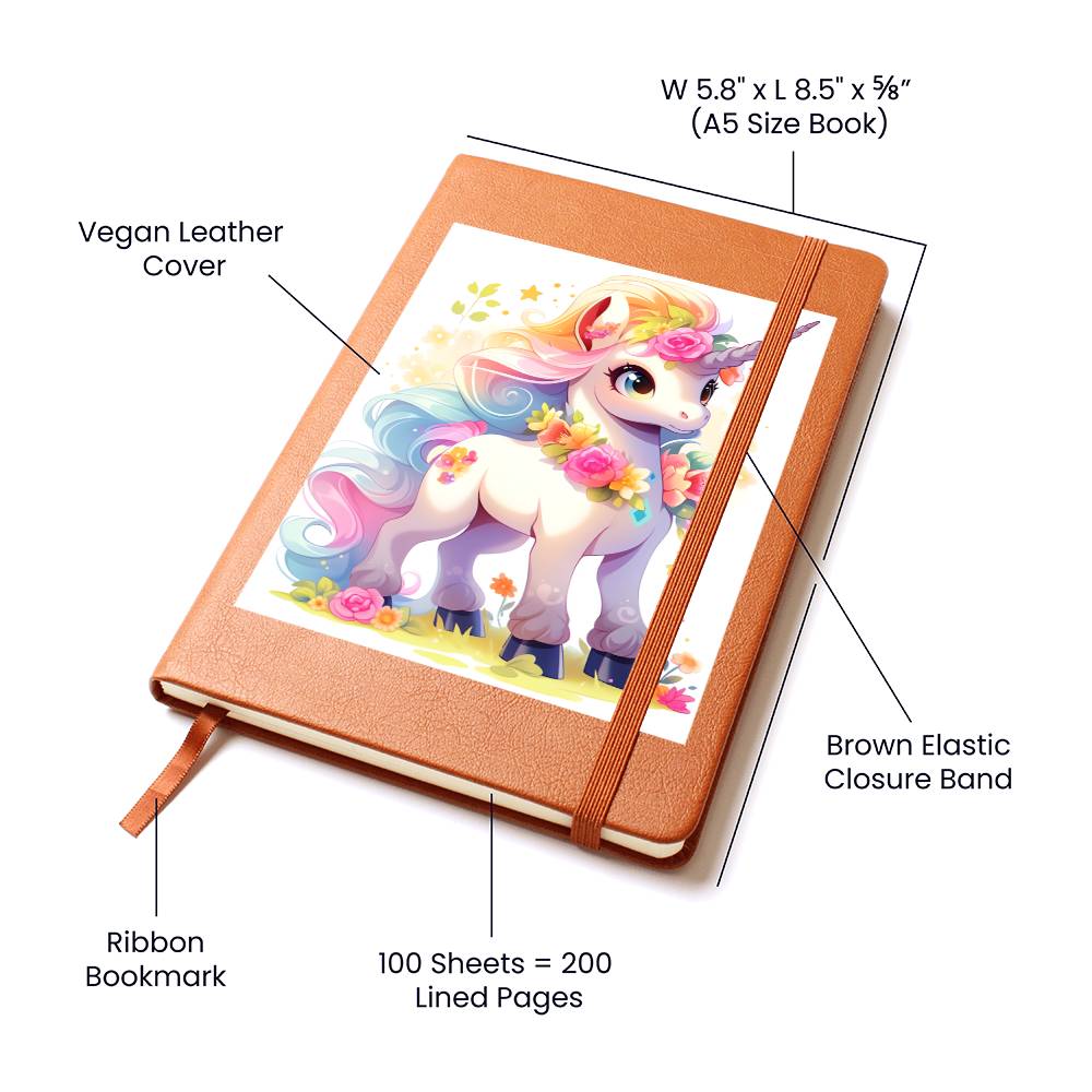 Cute Unicorn 104 - Vegan Leather Journal