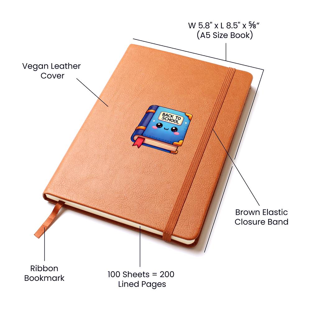 Cute Back to School Sticker 033 - Vegan Leather Journal