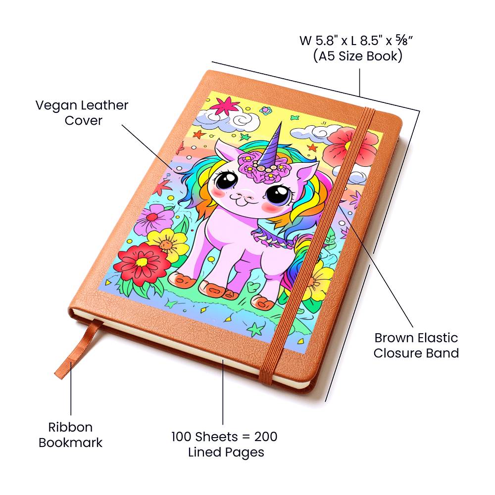 Cute Unicorn 112 - Vegan Leather Journal