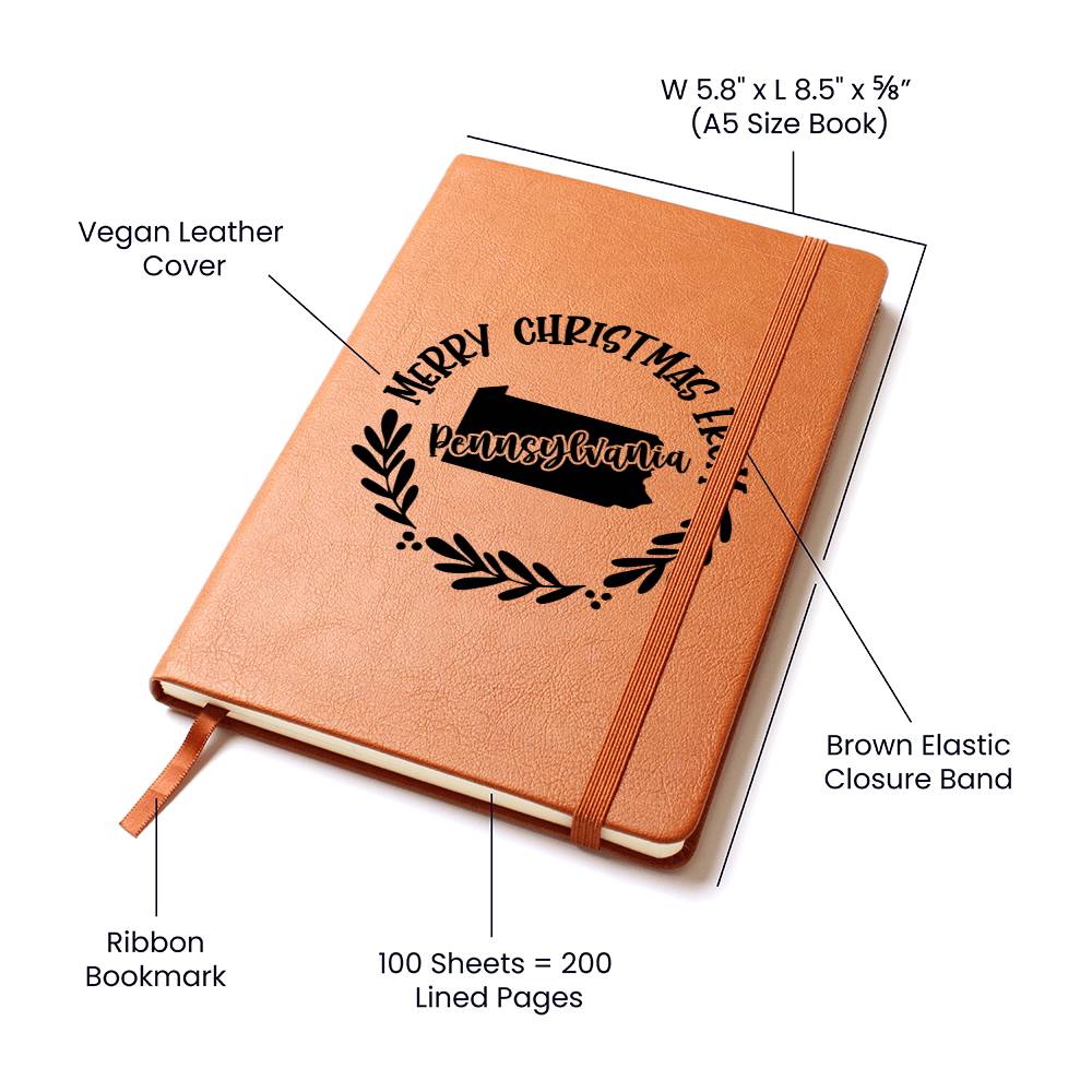 Merry Christmas From Pennsylvania - Vegan Leather Journal