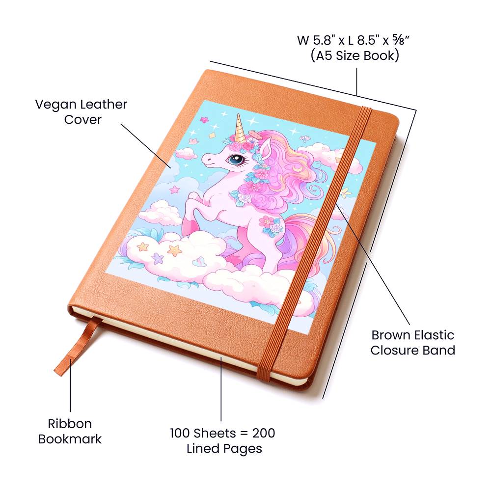 Cute Unicorn 108 - Vegan Leather Journal