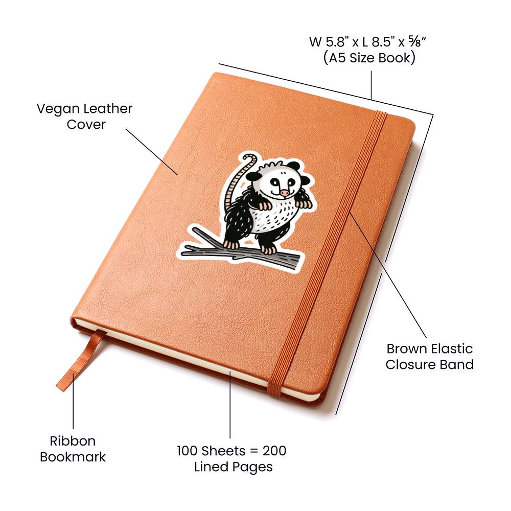 Cute Opossum sticker 108 - Vegan Leather Journal