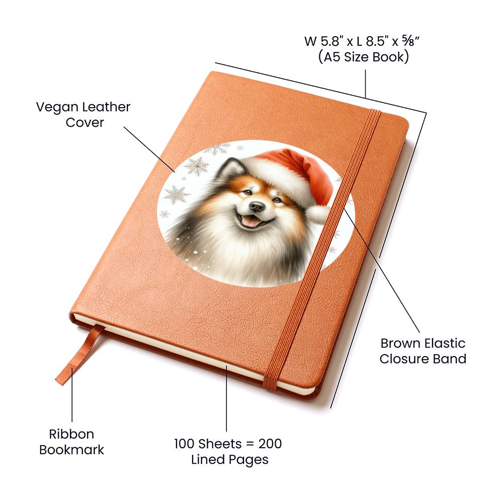 Christmas Dog - Finnish Lapphund - Vegan Leather Journal