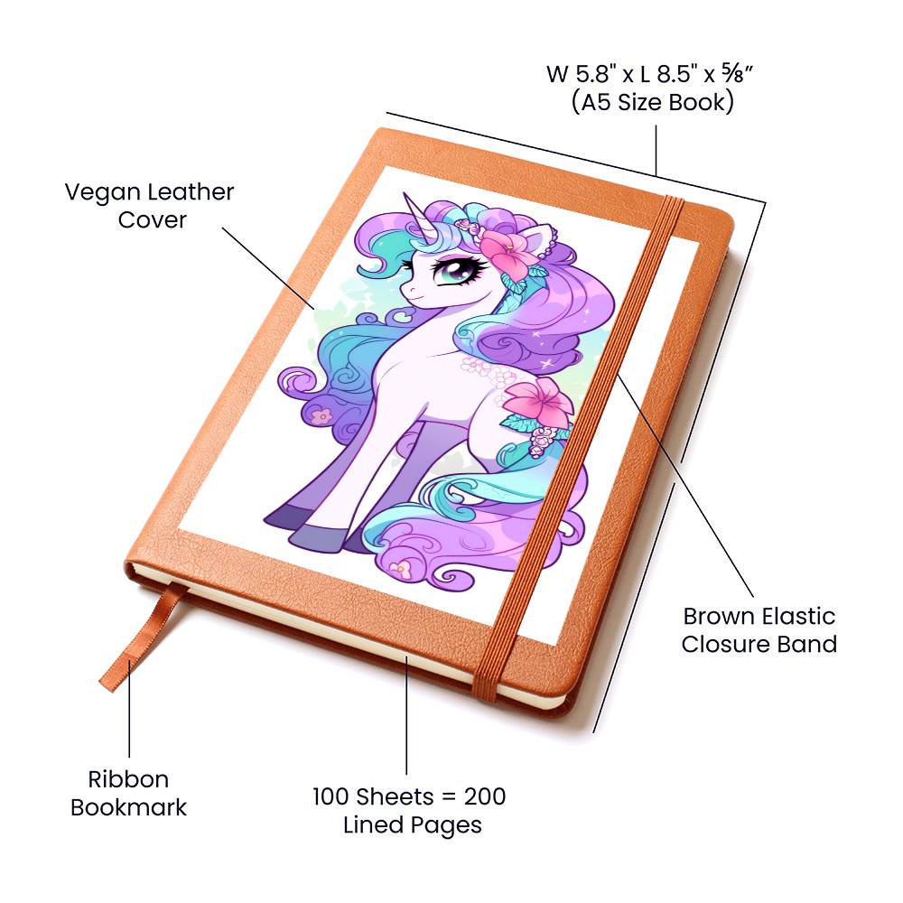 Cute Unicorn 115 - Vegan Leather Journal