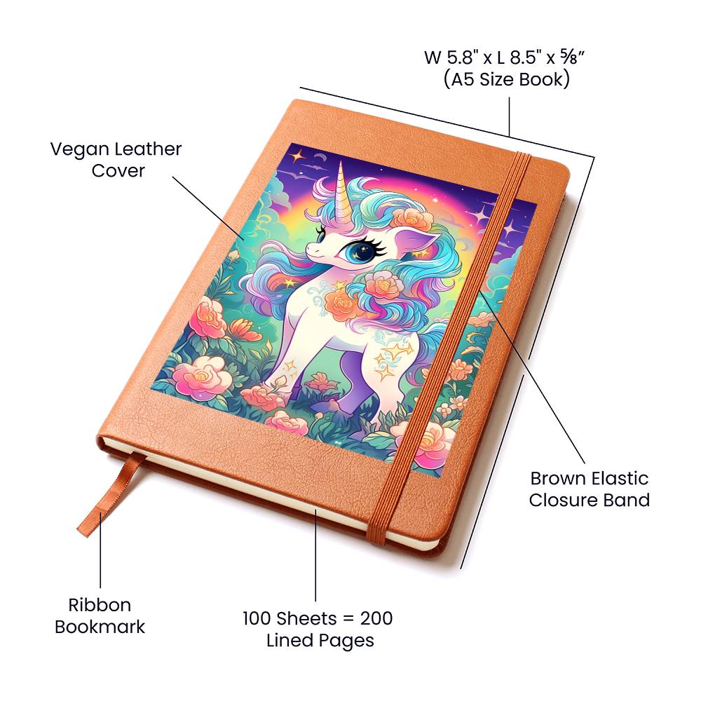 Cute Unicorn 005 - Vegan Leather Journal
