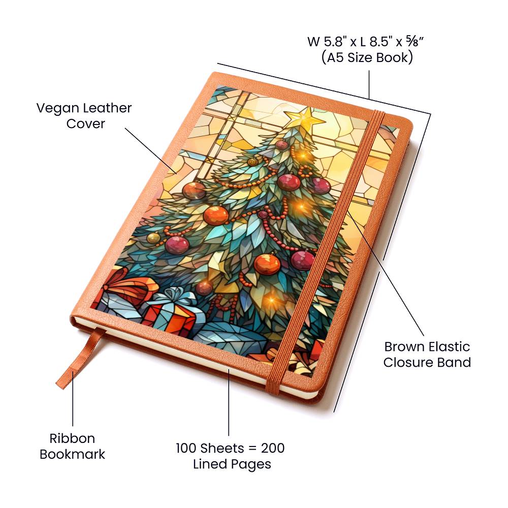 Christmas Stained Glass Design 023 - Vegan Leather Journal