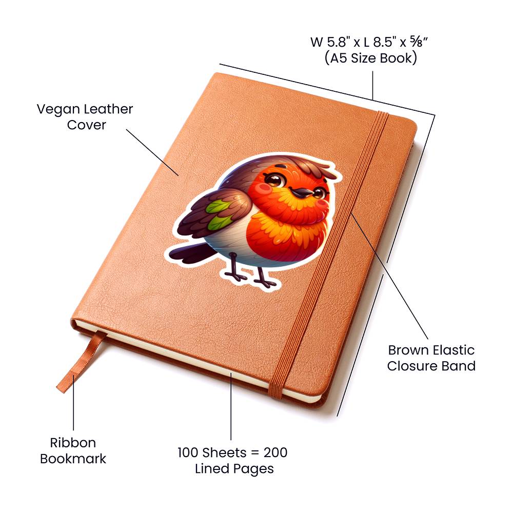 Cute Robin sticker 148 - Vegan Leather Journal