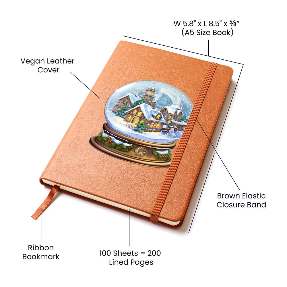 Watercolor Christmas Snow Globe 025 - Vegan Leather Journal