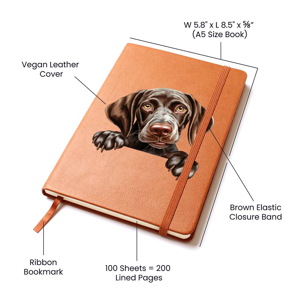 German Shorthaired Pointer Peeking - Vegan Leather Journal