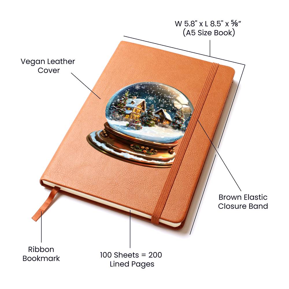 Watercolor Christmas Snow Globe 007 - Vegan Leather Journal