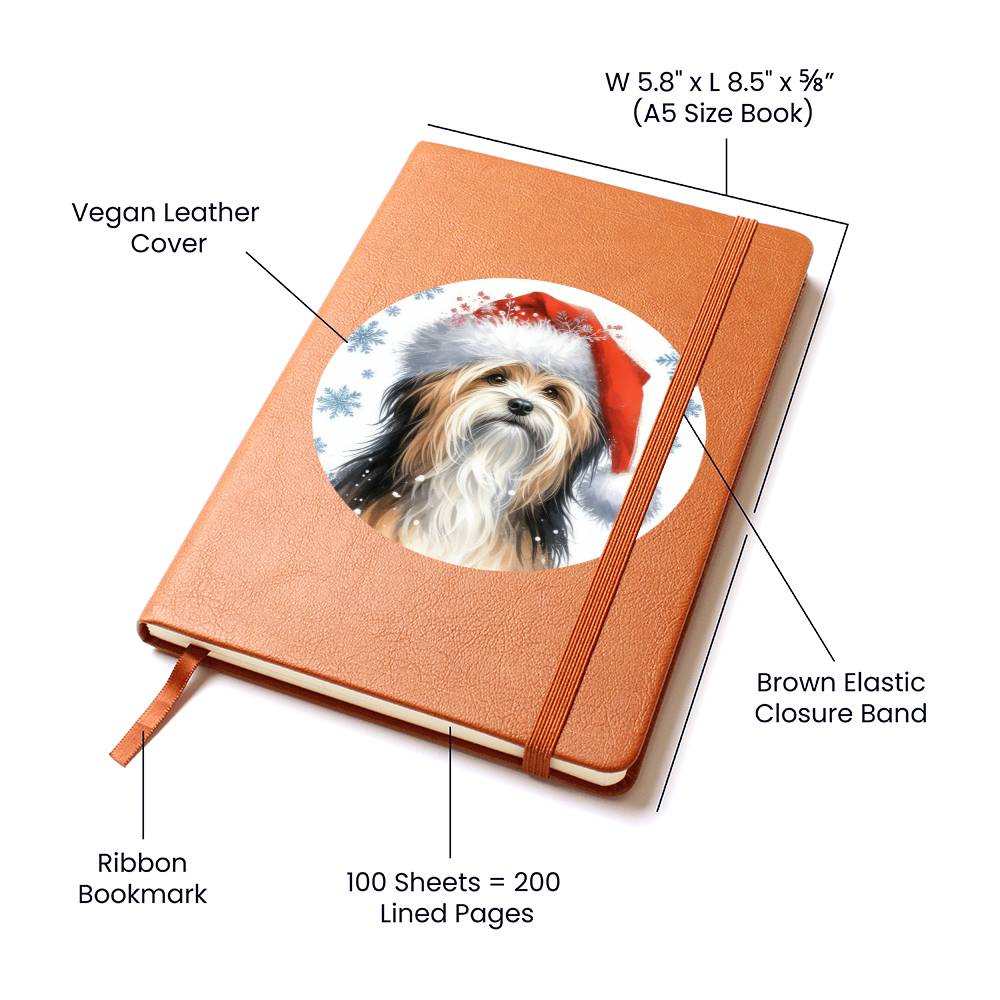 Christmas Dog - Tibetan Terrier - Vegan Leather Journal