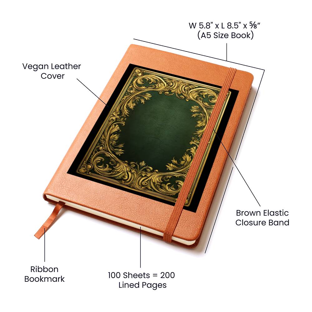 Ornate Gold Cover 073 - Vegan Leather Journal