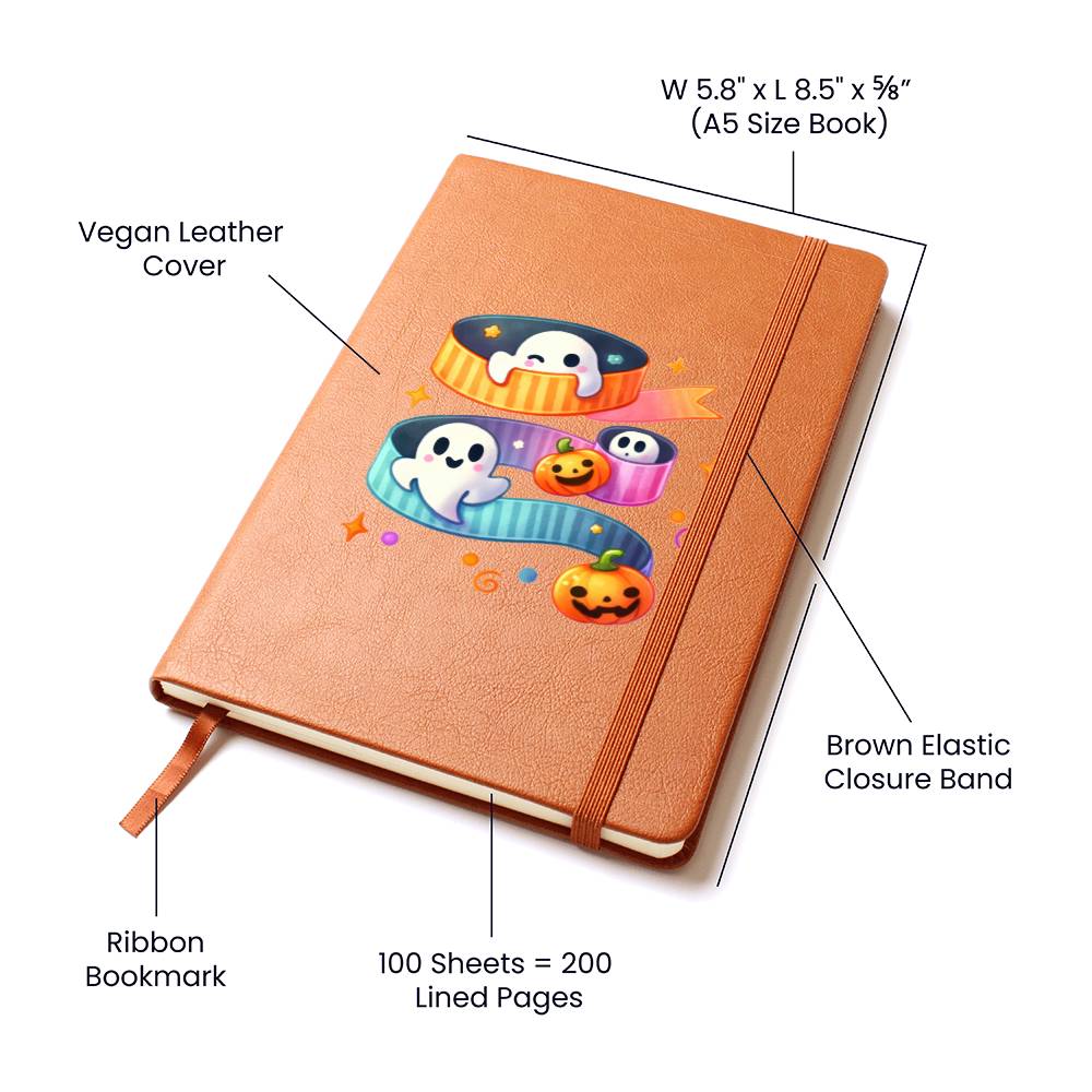 Cute Halloween Sticker 108 - Vegan Leather Journal