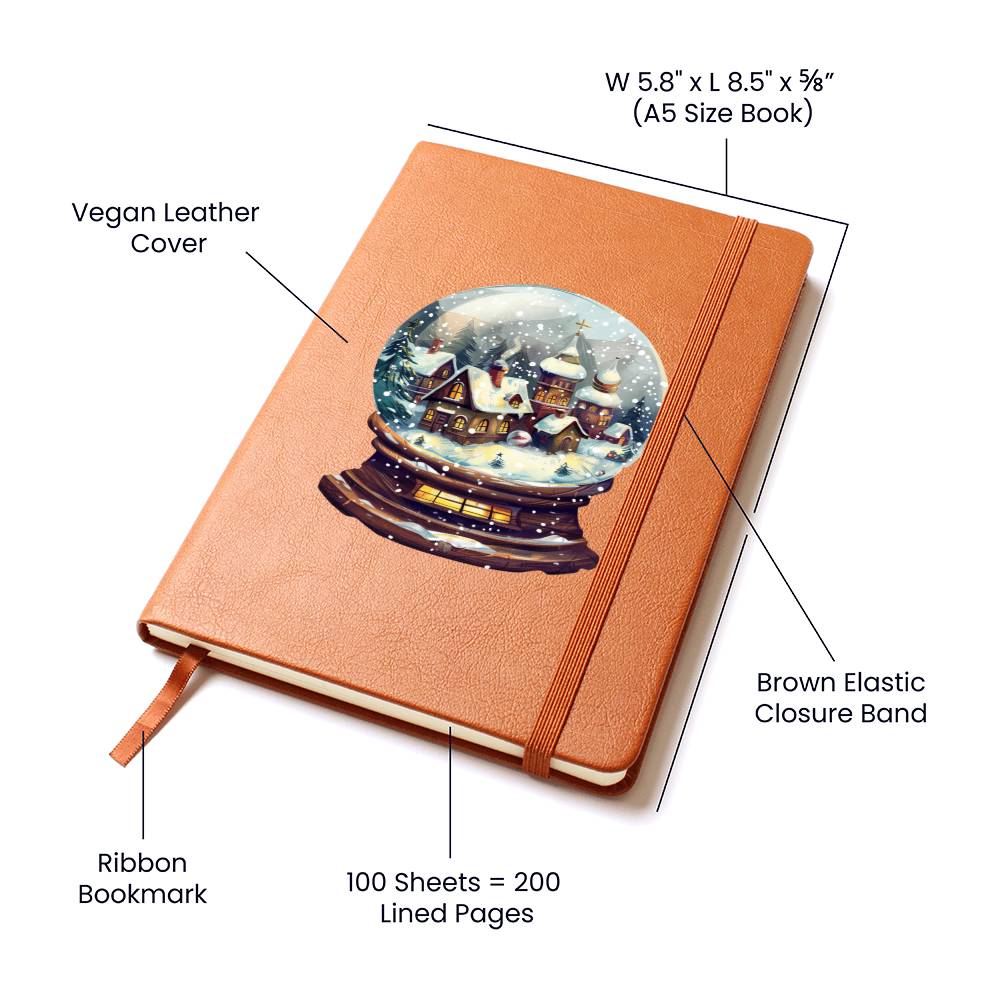 Watercolor Christmas Snow Globe 015 - Vegan Leather Journal