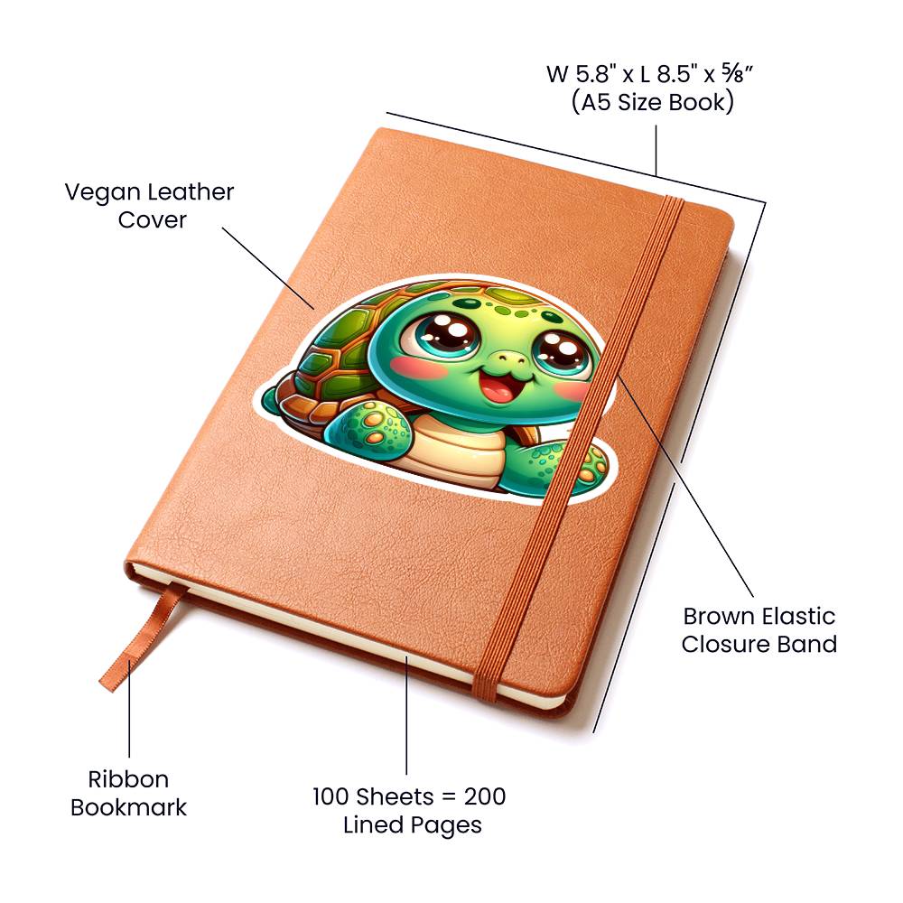Cute Turtle sticker 203 - Vegan Leather Journal